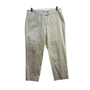 Talbots Heritage White Pique Crop Pants Womens 14P Petite Cotton Stretch EUC